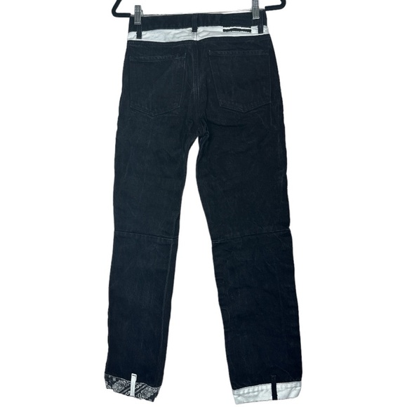 Revice Denim Matchmaker Double Up Black Bandana Patchwork Jeans Size 25 - Picture 6 of 13
